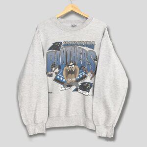 Vintage Carolina Panthers Taz Looney Toons Football Sweatshirt NFL Sweatshirt